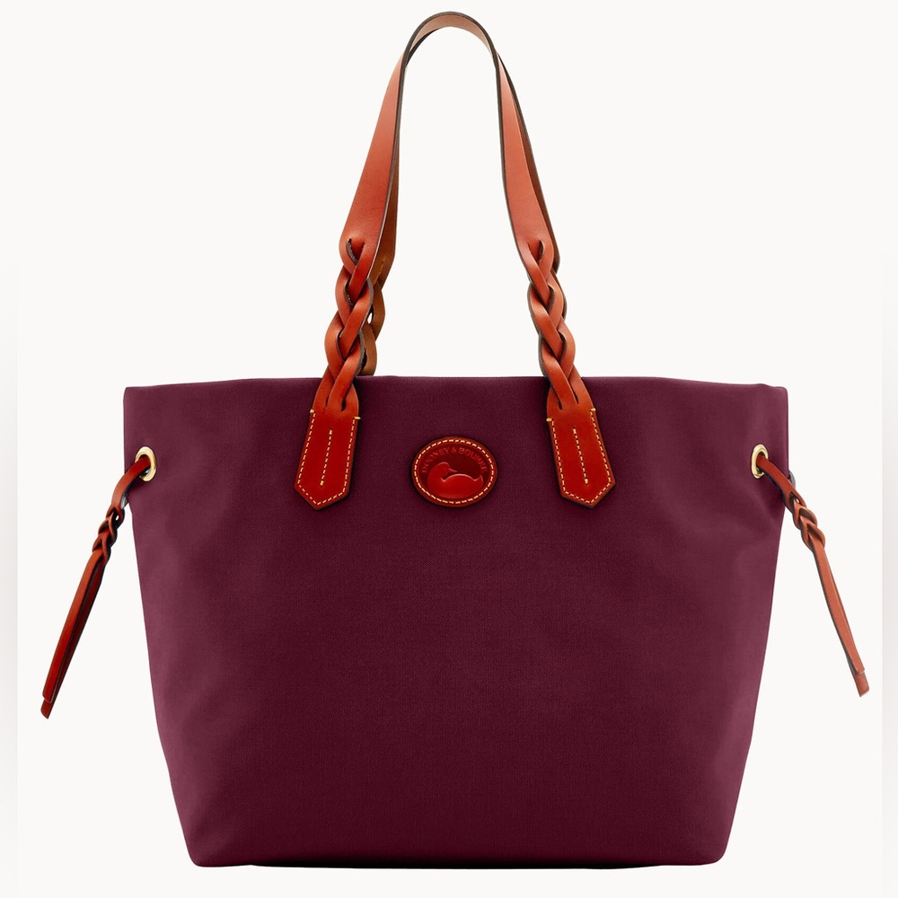 DOONEY AND BOURKE LE NYLON SHOOPER PURPLE RED INSIDE Elegant Purple Tote Bag